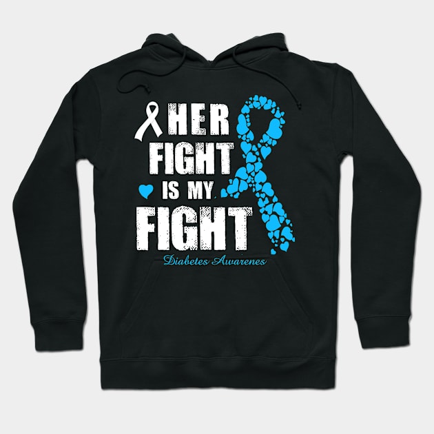 Her His Fight Is My Fight Diabetes Awareness Retro Ribbon Gift Hoodie by thuylinh8